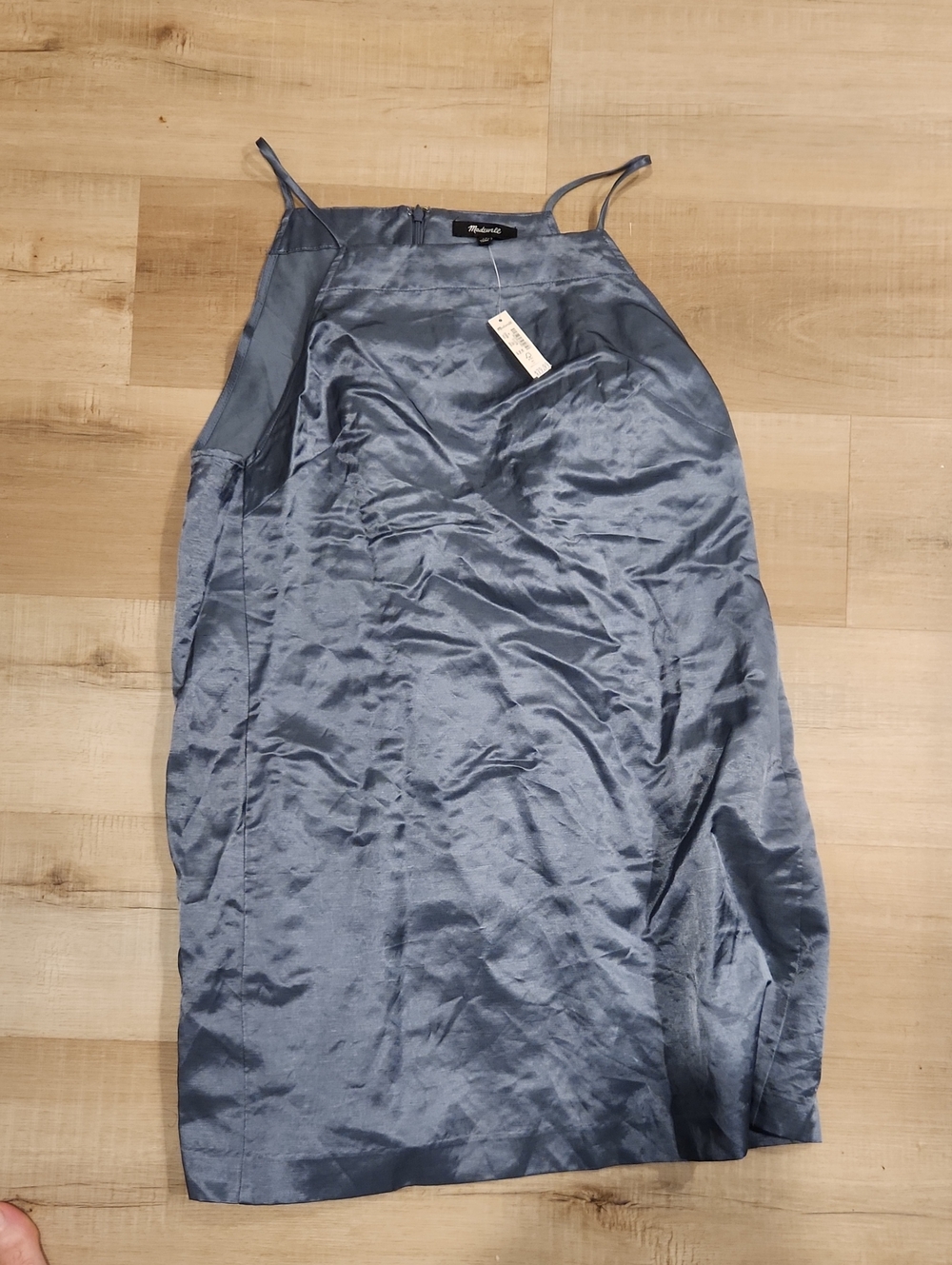 Madewell Satin Slip Dress in Steel Blue